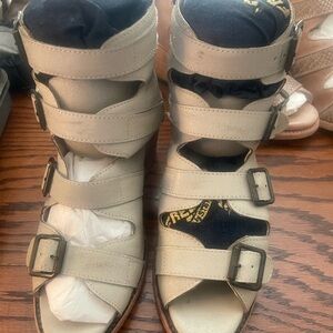 Freebird white distressed leather sandals